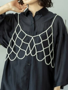 1pc Cute Pearl Strap Camisole, Girly Japanese Sweet Style Women Top With Chain - Versatile Minimalist Women Short Pearl Camisole - White - View 4