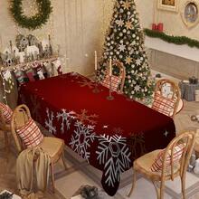 1/20 piezas Mantel de Navidad, diseño de patrón cálido y elegante - Fibra de poliéster fabricada a máquina, decoración festiva rectangular, adecuada para fiestas familiares, cocinas y reuniones festivas, tela de fácil cuidado, decoración de mesa de Navidad, decoración del hogar