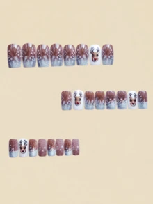 Christmas Nails French Tip Nails Update Your Look And Show Off The Charm Of Your Fingertips. Christmas Snowman Snowflake Pattern False Nail Patches. Christmas Essential Manicures. Beautiful Manicures Are Also The Best Gifts For Friends Cute Nails Fake Nails Fall Nail Stickers