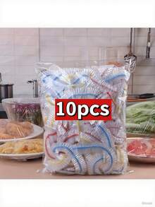 100pcs Elastic Food Freshness Wraps - Stretchable Clear Plate Covers, Disposable, Multi-Use, No Odor Kitchen Cling Film, Dust Protection For Home, Restaurant, Picnic - All Plate Sizes, Picnic Essentials|Decorative Wraps|Reusable Plastic Wrap, Plastic Wrap For Food - Multicolor - View 3