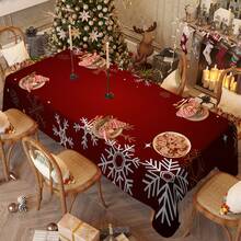 1/20 piezas Mantel de Navidad, diseño de patrón cálido y elegante - Fibra de poliéster fabricada a máquina, decoración festiva rectangular, adecuada para fiestas familiares, cocinas y reuniones festivas, tela de fácil cuidado, decoración de mesa de Navidad, decoración del hogar