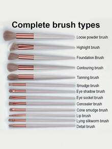 13Pcs Makeup Brush Set Soft Fluffy Professional Cosmetic Foundation Powder Eyeshadow Blending Make Up Brush Beauty Tool With Bag Makeup Sponge Beauty Gift For Makeup Beginner Brown Random Color,Makeup Tools With Soft Fiber For Easy To Carrying