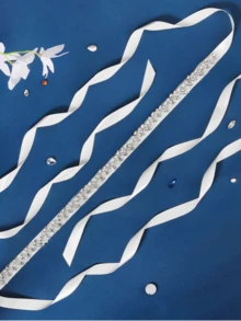 1pc 3cm Elegant Rhinestone Bridal Waist Belt Valentine's Day Accessories - Silver - View 7