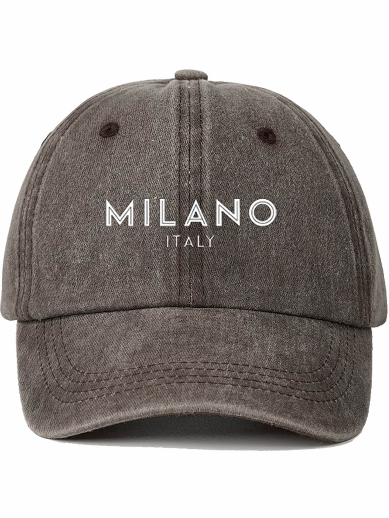 1pc MILANO ITALY Printed Baseball Cap, Unisex Couple Soft Top Hat, Fashion Casual Sun Hat, Solid Curved Brim - Multicolor - View 11