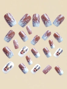 Christmas Nails French Tip Nails Update Your Look And Show Off The Charm Of Your Fingertips. Christmas Snowman Snowflake Pattern False Nail Patches. Christmas Essential Manicures. Beautiful Manicures Are Also The Best Gifts For Friends Cute Nails Fake Nails Fall Nail Stickers
