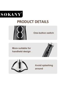 SOKANY 2-In-1 Electric Mixer, 400W High Power, Dual Speed Adjustment, Built-In Measuring Cup, 304 Stainless Steel Material. Suitable For Whipping, Mixing Meat, Making Baby Food And Juicing. Ideal For Home And Hotel Use, Can Be Used As A Meat Grinder, Cooking Blender, And Baby Food Maker. - EU C Type Plug(220-240V) - View 5