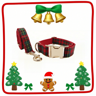 2 PCS Adjustable Christmas Themed Dog Collar Leashes With Quick Release Buckle, Soft Holiday Red And Green Snowflake Pattern, Holiday Pet Accessories In Multiple Sizes, Dog Collars, Pet Identification, Fashion Pet Accessories