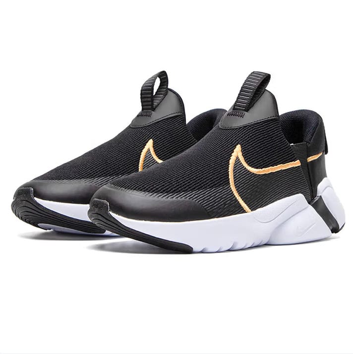 Zapatillas de running Nike Flex Plus 2 para mujer, con absorción de impactos, durables, de fácil puesta y quitado, cordones elásticos, suaves y cómodas, con detalles de color dorado de moda, versátiles para ir al trabajo, uso casual y deportivo - Negro - Ver 1