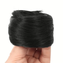 Hair Bun Extension Straight Hair Bun Elastic Band Natural Smooth Updo Donut Ponytail Hair Extension Elegant Hair Bun Wrap Hair Ring Ponytail Hair Accessory Straight Hair Synthetic Wig Elastic Fluffy Hair Bun Wig