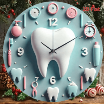 1pc Bohemian Style Dental Theme Iron Wall Clock, 8x8 Inch Decorative Dental Care Design Metal Plaque, Multipurpose Vintage Art Piece, No Electricity Needed, Wall Hanging Decor, Suitable For Home, Game Room, Bedroom, Cafe, Random Hole Position