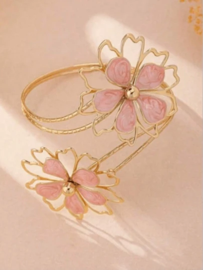 1pc Fashionable Elegant Vintage Open Flower Arm Cuff