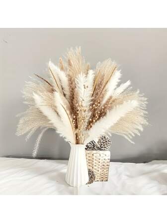 27/90 件波西米亚风干蒲苇花束 - 非常适合婚礼、家居和办公室装饰 | 无需电源、无羽毛、情人节、生日毕业礼物、秋季装饰、秋季