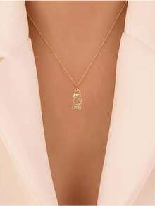 Cute & Fashionable Stainless Steel Glasses Duck Pendant Charm, Engraved Text, Simple Design, Casual Wear, Creative & Unique, Exquisite Carving, Specially Made For Animal Lovers - Multicolor - View 5