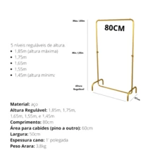 VALE MIXX HOME 80cm Parade Clothes Rack - Removable Floor Hanger - Closet Store Various Colors - Negro - Ver 4