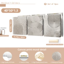 3 قطع / مجموعة لوحة فنية حديثة، مجموعة فن قماشي مجرد - ديكور جداري أنيق باللون الأبيض والرمادي، درجات لونية أرضية، محايد، فن زن، خطوط هندسية، ريفي، أسلوب حديقة زن، مؤطر أو غير مؤطر، ديكور غرفة، ديكور المنزل، ديكور شقة الطالب الجامعي، هدايا لديكور الجدران في الفندق، المنزل، غرفة المعيشة، غرفة النوم، الحمام والمكتب