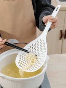 1 pieza Cuchara blanca de gran capacidad resistente a altas temperaturas para colgar y escurrir los dim sum, que no se deforma fácilmente, artículos de cocina