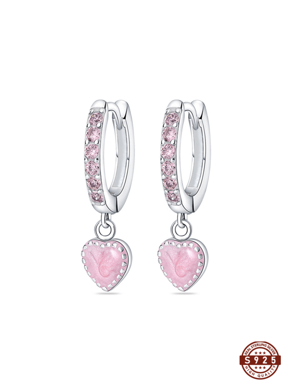 1PC Heart-Shaped Earrings 925 Sterling Silver High-End Fashionable And Chic Jewelry For Spring And Summer Dates Romantic Accessory With Subtle Sparkle At Night Princess-Style Dreamy Date Earrings Lightweight And Versatile Practical Jewelry For Commuting And Schooling High-End Daily Simple Choice Sweet And Youthful Must-Have For College Style Travel And Photo-Taking Atmosphere Enhancer
