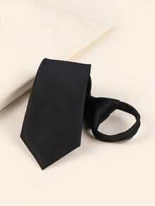 Unisex Black Zipper Collar Tie, Plaid Zipper Design, Versatile For Daily Casual And Commuting, Fashionable Accessory