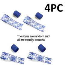 2Rolls, Blue White Floral Wired Edge Ribbon, Chinoiserie Ribbon Vintage Floral Peony Patterned Fabric Ribbon For Gift Wrapping, Wedding Deration, Wreath Bow Making