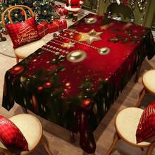 1/20 piezas Mantel rectangular de Navidad - Cubierta de mesa festiva de fibra de poliéster, mantel con patrón elegante y atmosférico, adecuado para mesas de comedor de 8/6/4 asientos, decoración de fiesta de Año Nuevo, lavable a máquina y fácil de limpiar, tela duradera, imprescindible para ocasiones de entretenimiento en el hogar - Multicolor - Ver 2