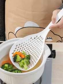 1 pieza Cuchara blanca de gran capacidad resistente a altas temperaturas para colgar y escurrir los dim sum, que no se deforma fácilmente, artículos de cocina