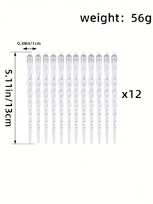 12pcs Transparent Icicle Pendant, Christmas Tree Christmas Celebration Decorations, Threaded Icicle Decorative Pendant, Christmas Decorations, Home Decor, Room Decor, Scene Decor - Transparent - View 11