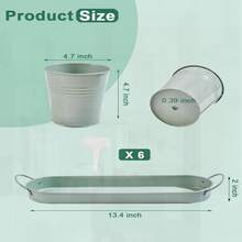 Indoor Herb Planter Set With Tray - Metal Windowsill Pot With Drainage & Plug For Outdoor Garden, Light Green