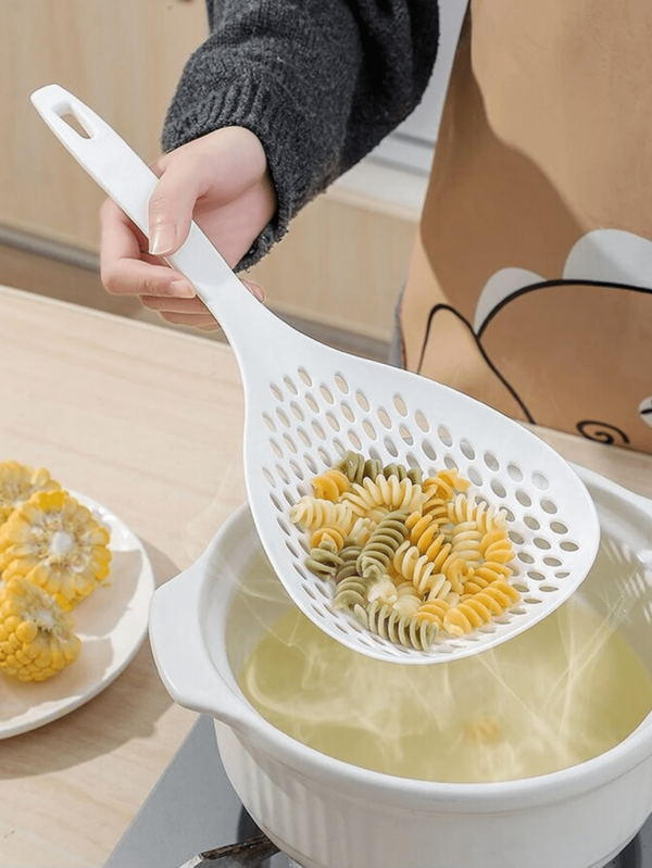 1 pieza Cuchara blanca de gran capacidad resistente a altas temperaturas para colgar y escurrir los dim sum, que no se deforma fácilmente, artículos de cocina