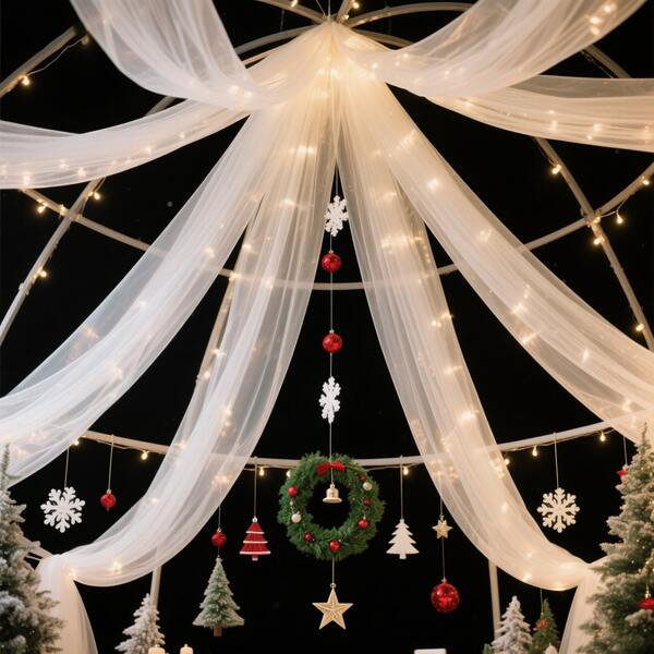 1 Stück, 6m/8m weiße Hochzeits-Weihnachtsdekoration Mesh, eleganter Hochzeitsbogen Tüll - Hochzeitszeremonie Empfangsdekoration, romantische Hochzeitsdekoration Stoff, Hochzeitsartikel, Hochzeitsdekoration