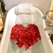 Almohada de baño de lujo, cojín antideslizante para bañeras y cubos de baño Almohada de masaje y alfombrilla de baño para apoyar el cuello y la espalda en la bañera Almohada de baño de suave tejido de malla 4D - Blanco - Ver 2