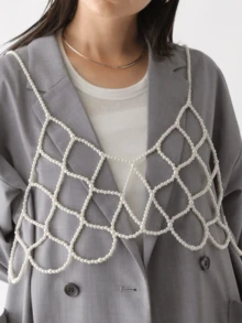 1pc Cute Pearl Strap Camisole, Girly Japanese Sweet Style Women Top With Chain - Versatile Minimalist Women Short Pearl Camisole - White - View 5