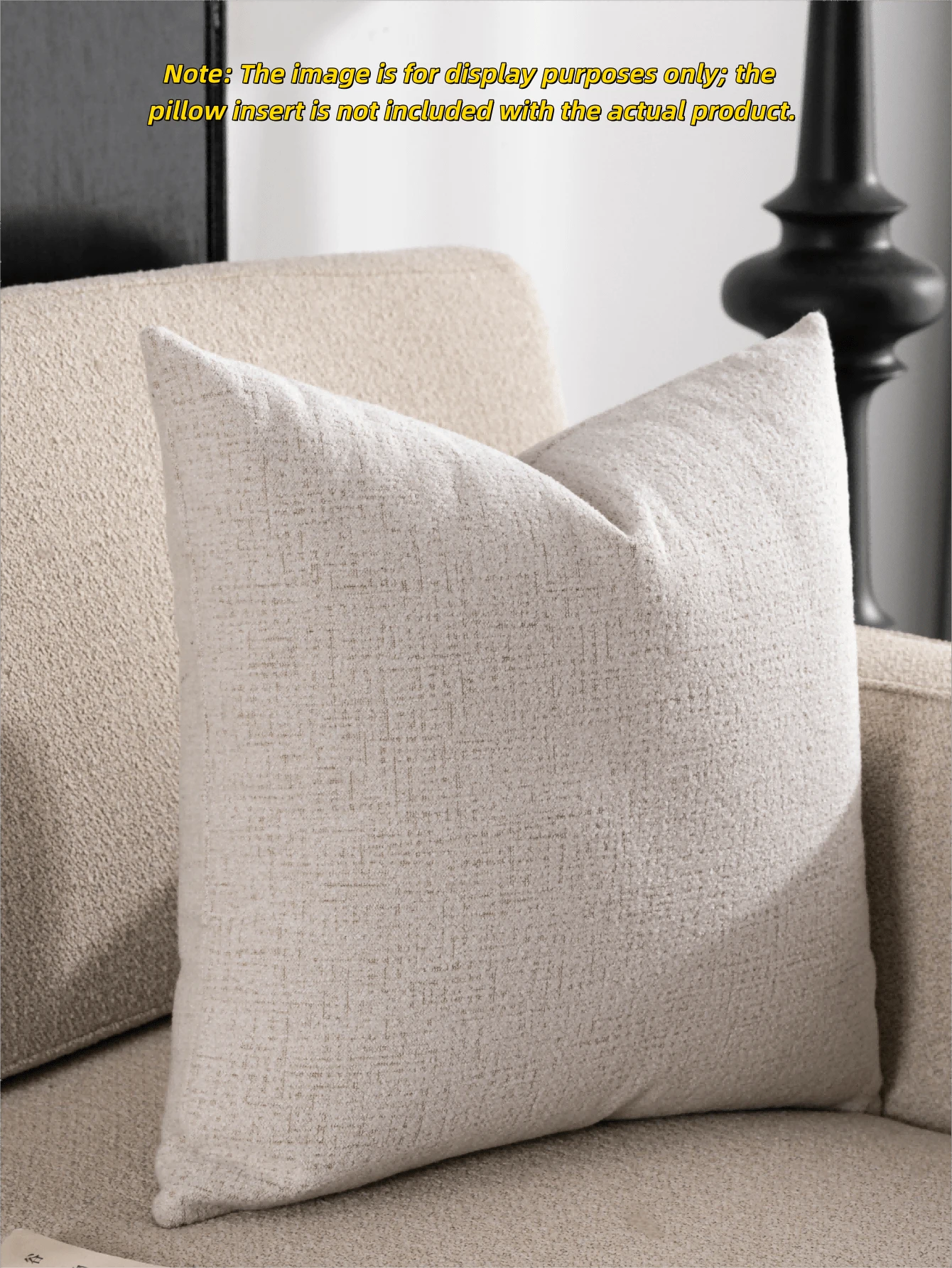 Vỏ gối liền khối bằng vải Jacquard màu trắng kem giả cashmere sợi nhỏ, thiết kế hoa nhỏ hai màu đơn giản hiện đại, không bao gồm vỏ gối, có thể sử dụng trong phòng ngủ, phòng khách, giường, ghế ô tô, vỏ đệm ghế sofa. - Màu trắng kem - Xem 1