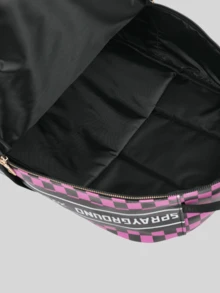 1 pieza Mochila universitaria casual con graffiti, de gran capacidad, con estampado de dibujos animados, estampado de moda casual, estampado de letras, estampado de graffiti, bolso para hombres, adecuado para vacaciones, deportes, viajes, vintage, puede contener archivos, portátil, uso en el gimnasio