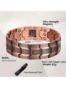 Fashionable Vintage Copper Color Bracelet, Detachable Length With Tools Included, Men's Bracelet, Extended And Widened Personalized Vintage Accessory, Street Rock Style, Very Cool, Suitable As A Gift For Friends Or Family, Christmas Surprise - Twill Style - View 3