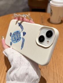 1 pieza Funda protectora de teléfono suave, a prueba de caídas y antideslizante con diseño minimalista de tortuga marina, compatible con Apple y otros teléfonos