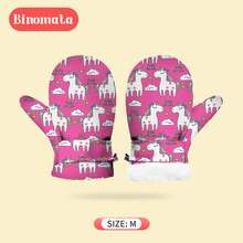 Binomata 1 双幼儿男孩和女孩卡通设计防水保暖冬季手套，S 码适合 6-18 个月，M 码适合 1-3 岁，户外雪地滑雪手套