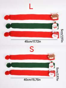 Christmas Pet Scarf - Dog And Cat Holiday Scarf, Santa Claus And Snowman Pattern, Hand-Wash Polyester Material, A Gift For Your Beloved Pet On This Festive Occasion Suitable For Small And Medium-Sized Dogs And Cats With A Neck Circumference Up To 13.78 Inches - Multicolor - View 3