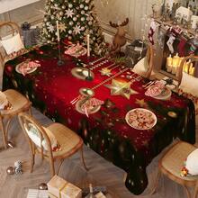 1/20 piezas Mantel rectangular de Navidad - Cubierta de mesa festiva de fibra de poliéster, mantel con patrón elegante y atmosférico, adecuado para mesas de comedor de 8/6/4 asientos, decoración de fiesta de Año Nuevo, lavable a máquina y fácil de limpiar, tela duradera, imprescindible para ocasiones de entretenimiento en el hogar - Multicolor - Ver 7