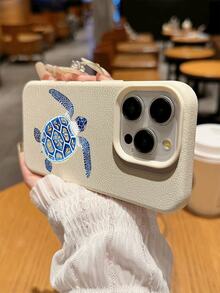 1 pieza Funda protectora de teléfono suave, a prueba de caídas y antideslizante con diseño minimalista de tortuga marina, compatible con Apple y otros teléfonos