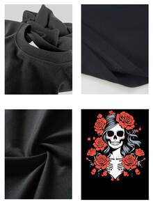 Camiseta gráfica "Me encanta el fitness", "Taco en la boca". Camiseta de algodón premium para mujer con un divertido diseño para amantes de la comida. Camiseta informal y cómoda de manga corta para uso diario. - Negro - Ver 4