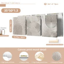 3 قطع / مجموعة لوحة فنية حديثة، مجموعة فن قماشي مجرد - ديكور جداري أنيق باللون الأبيض والرمادي، درجات لونية أرضية، محايد، فن زن، خطوط هندسية، ريفي، أسلوب حديقة زن، مؤطر أو غير مؤطر، ديكور غرفة، ديكور المنزل، ديكور شقة الطالب الجامعي، هدايا لديكور الجدران في الفندق، المنزل، غرفة المعيشة، غرفة النوم، الحمام والمكتب