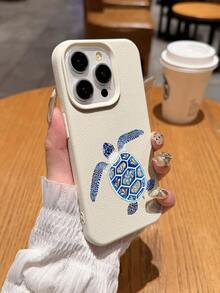 1 pieza Funda protectora de teléfono suave, a prueba de caídas y antideslizante con diseño minimalista de tortuga marina, compatible con Apple y otros teléfonos