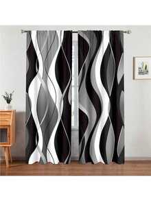2 piezas Cortinas de diseño de línea de arte abstracto moderno - Diseño de bolsillo para barra, equilibra la privacidad, fácil instalación, adecuado para dormitorio, sala de estar, baño y otras decoraciones diarias, lavable a máquina, impresión digital, 100% poliéster, 90 g/m² - Multicolor - Ver 12