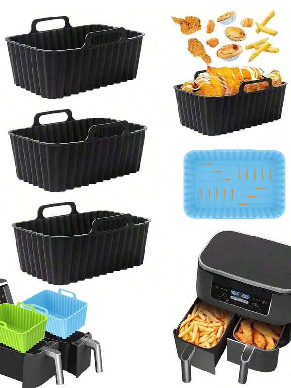 Wiederverwendbare Silikon-Luftfritteuse-Töpfe, Doppelkorb, organische Silikon-Luftfritteuse-Backmatten, Luftfritteuse-Zubehör, Küchenutensilien, Ersatz-Antihaftbackpapier-Einsätze für Luftfritteusen für Feierlichkeiten, Hochzeiten, Muttertag, Neujahr, Weihnachten Küchenutensilien.