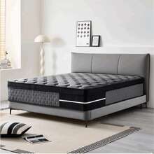 12"Queen Mattress Double Bed Full Size Queen Bed King Bed Mattress Boxed, Hybrid Pocket Spring Breathable Cotton Layer Mattress, Medium Firmness, Lumbar Support And Pressure Relief, Medium Firmness Suitable For Motion Isolation And Quiet Sleep - 深灰色 - 查看 3