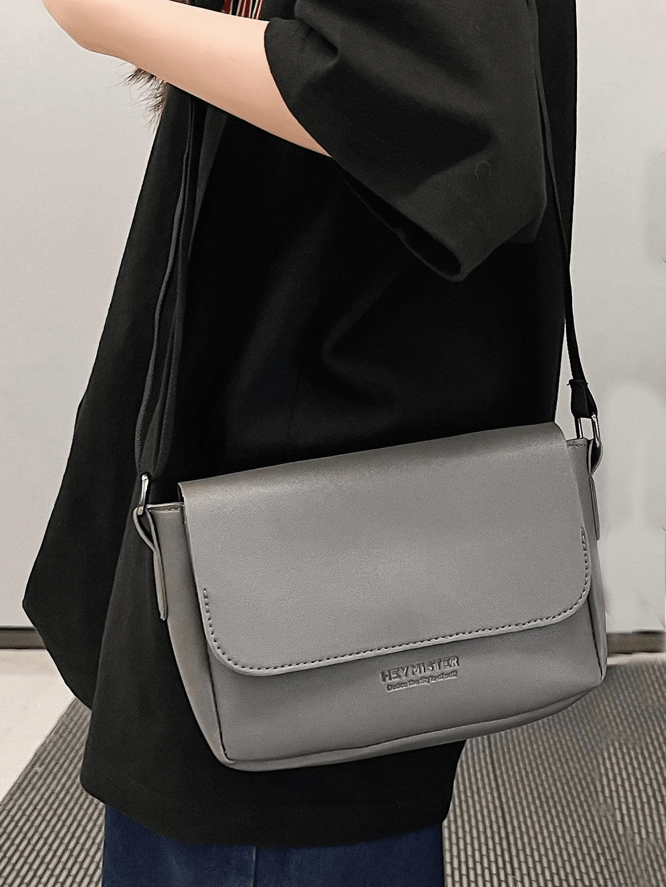 Geantă crossbody pentru bărbați, model casual de litere, cu clapă