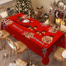 1/20 pièces Nappe de Noël, Nappe avec motif de renne tirant le Père Noël, Nappe d'hiver, Nappe rectangulaire, Convient pour les fêtes à thème, la décoration de la maison, l'utilisation intérieure et extérieure, la décoration de Noël, cadeau de Nouvel An, haute qualité