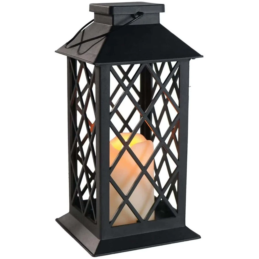 1pc Solar Lantern With Decorative Candle And Flame Effect LED, Outdoor Waterproof Solar Hanging LED Light - Solar Palace Lantern - View 1