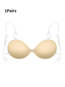 زوج/زوجان من صدريات لاصقة بتصميم رفع وتكثيف قابلة لإعادة الاستخدام بدون أشرطة وظهر مكشوف، مثالية للفساتين السهرة وفساتين الزفاف