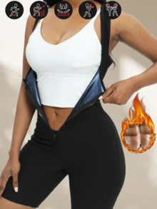 1 Stück Damen Fitness Yoga Schwitz-Sauna-Anzug, Workout Schwitz-Weste Bodysuit, Schweiß-verstärkende Sportbekleidung, leicht für den Sommer